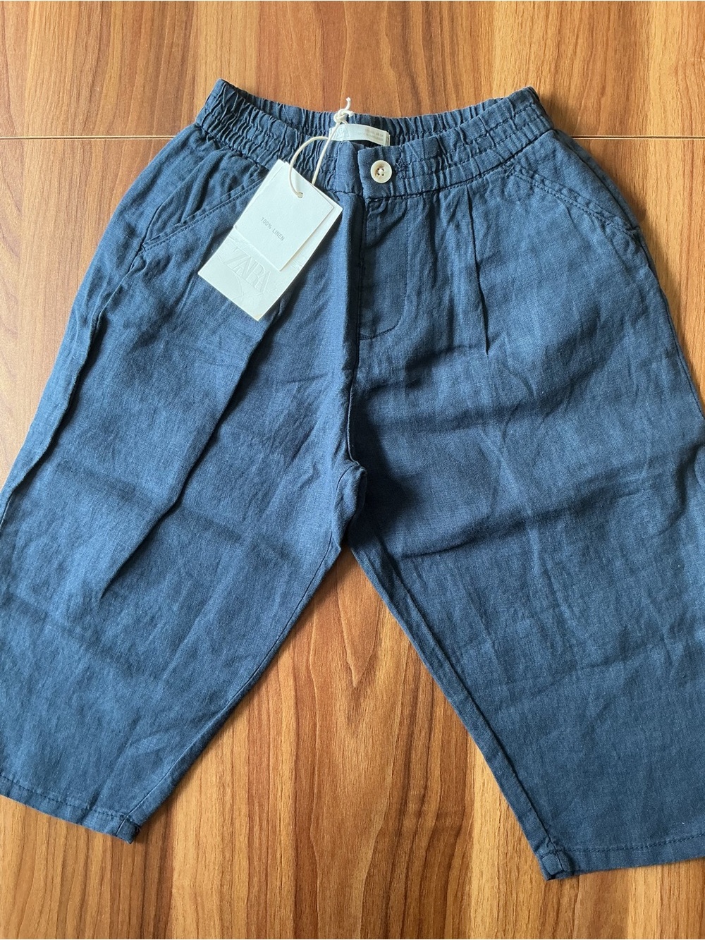 NWT Zara 3Y 100% Linen Blue Pants